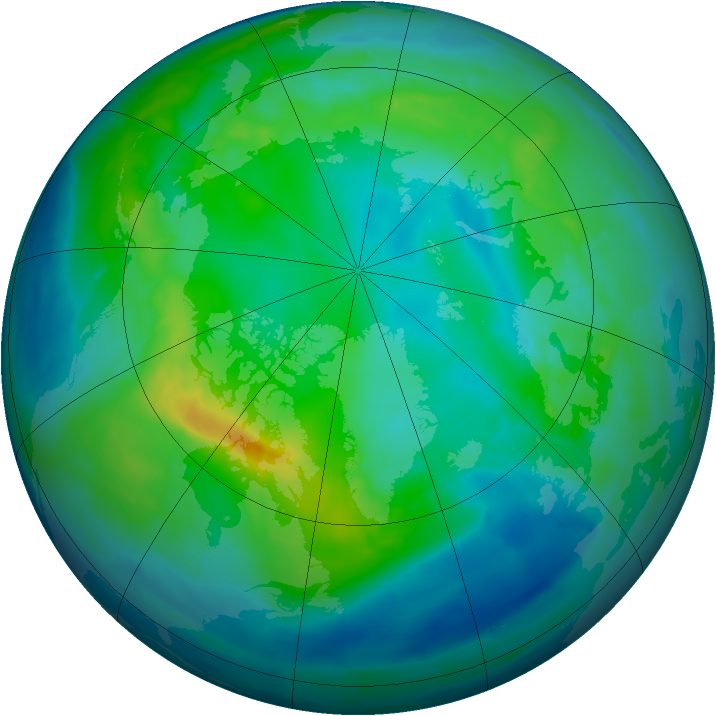 Arctic ozone map for 04 November 2013